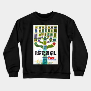 To ISRAEL Fly TWA Superjets Vintage Airline Poster Crewneck Sweatshirt